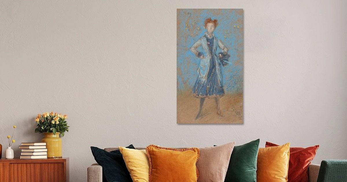 Het Blauwe Meisje, James Abbott McNeill Whistler.... op canvas, behang